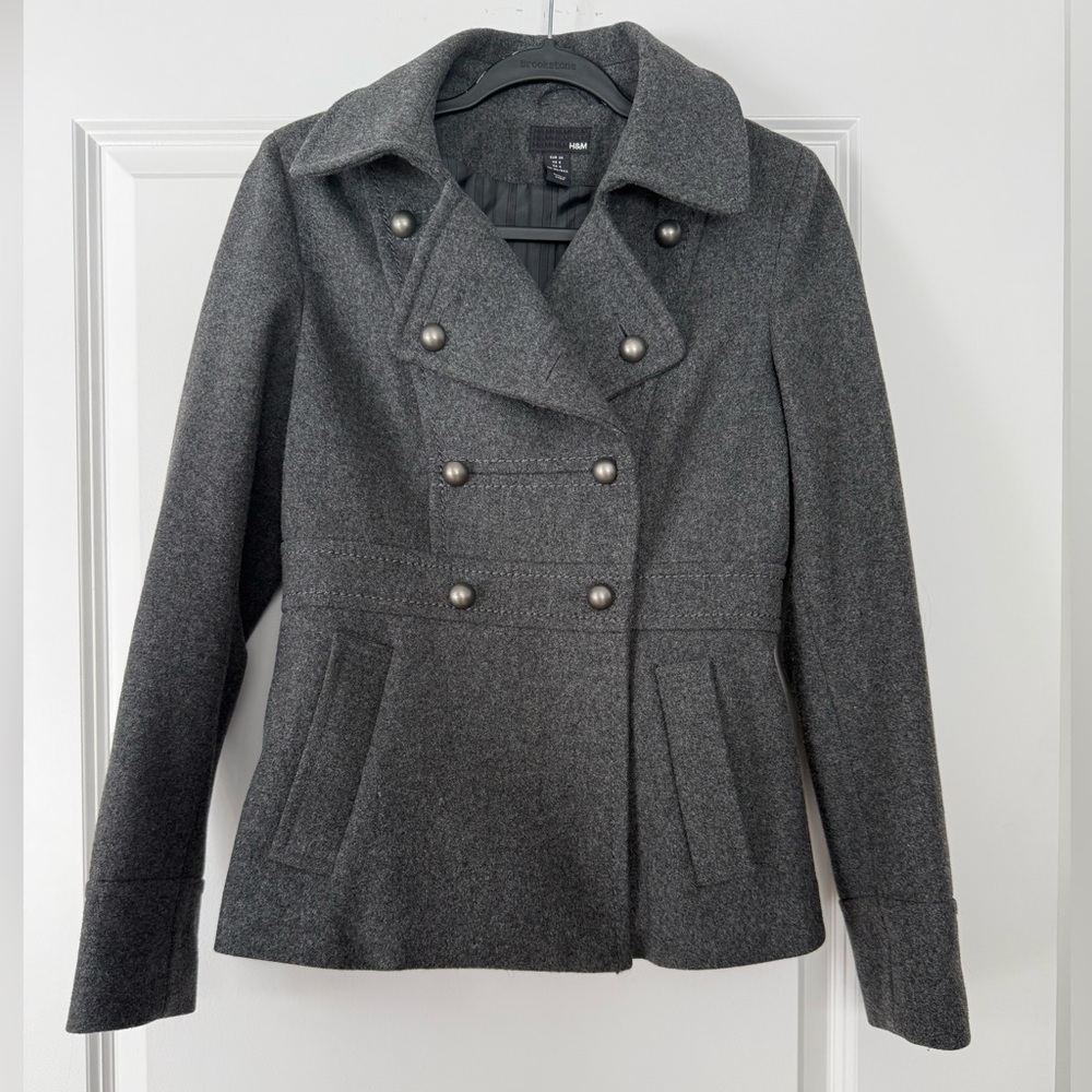 H&M Charcoal Double-Breasted Pea Coat